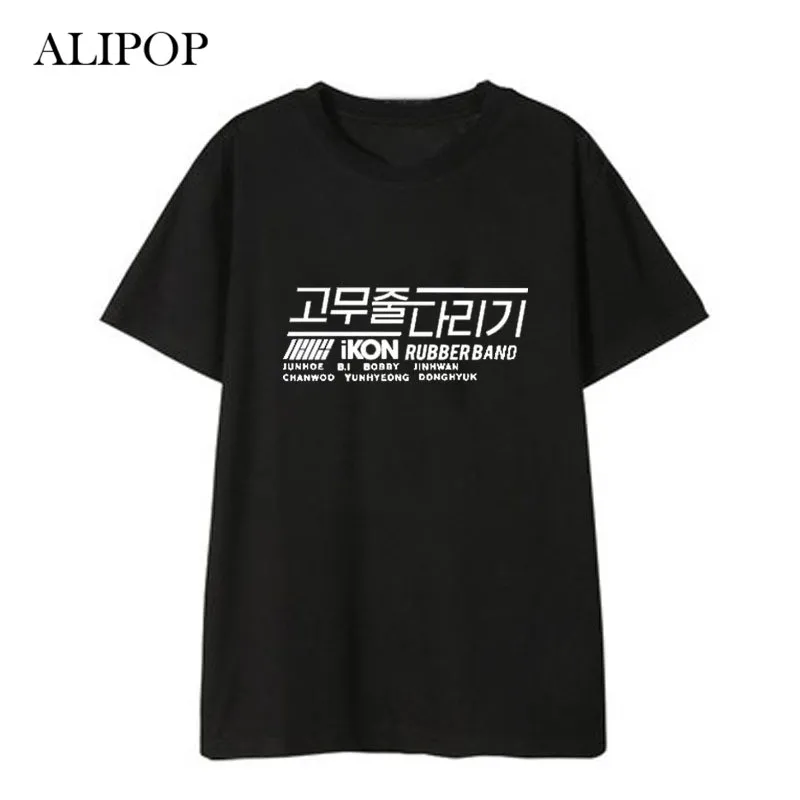K Pop Kpop IKON Резиновая лента альбом рубашки хип-хоп Повседневная Свободная одежда