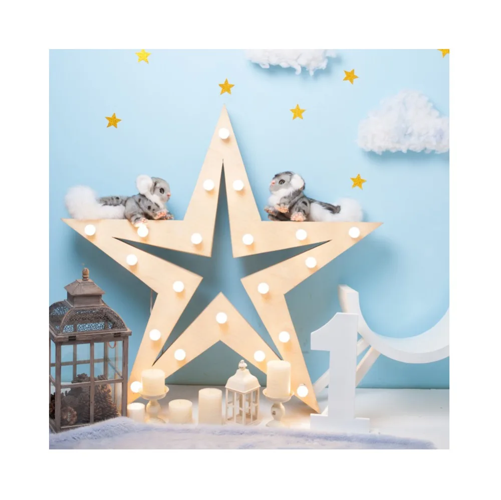 Laeacco Birthday Candle 1th Star Cloud Pet Gold Star Party Child Baby Photo Backdrops Photo Backgrounds Photocall Photo Studio