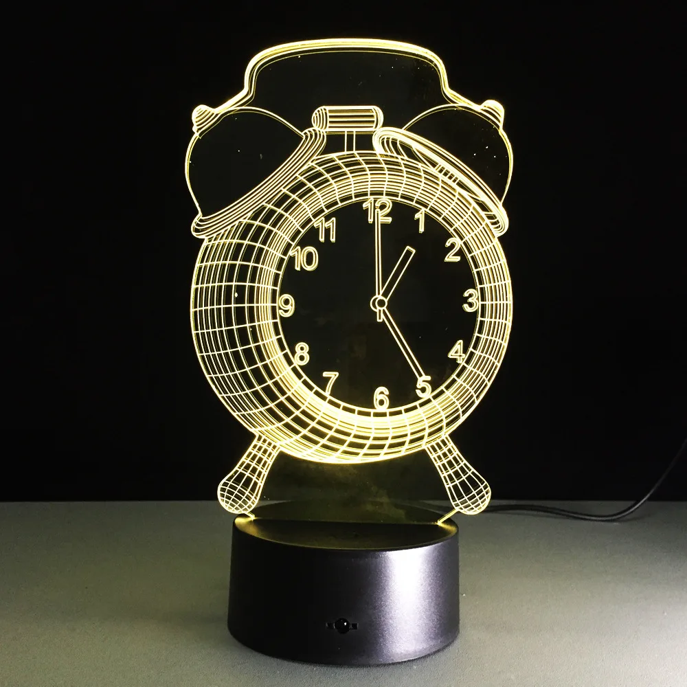 

Alarm Clock Lamp 3D Visual LED Night Light for Kids USB Desk Lampara as Besides Light Baby Sleeping Lamp Home Decor