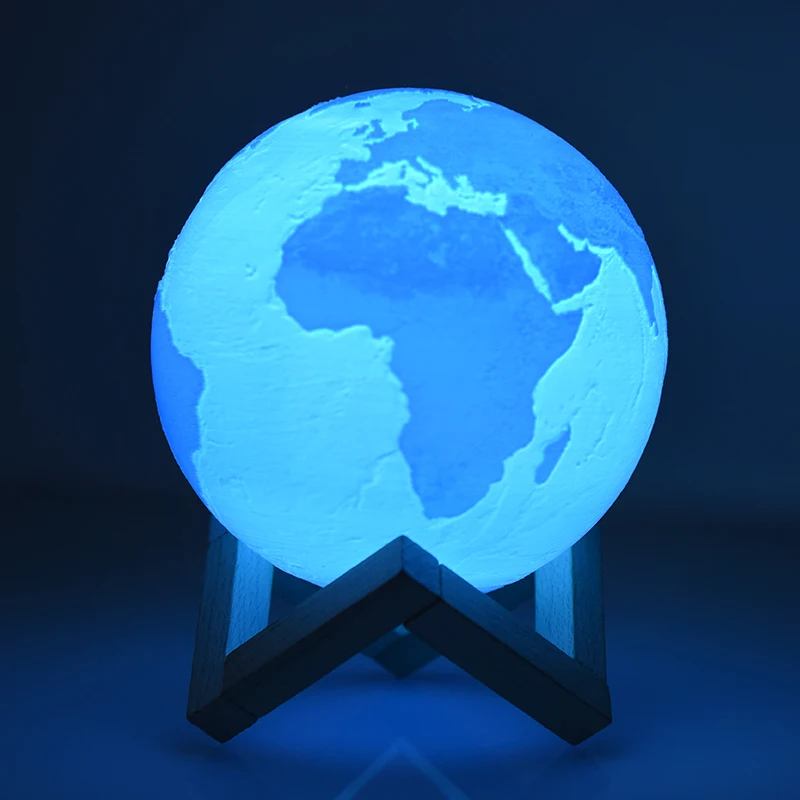 

Rambery 3D Print LED Earth lamp Rechargeable LED colorful Moon Lamp change touch USB Night Light home Decor Creative gift