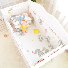 Buy 6pcs /set Baby Boys Girls Crib Bedding Set Cotton Baby Bed Linens Set Baby Bedding Kit include Cot Bumpers Sheet Pillowcase Free Shipping