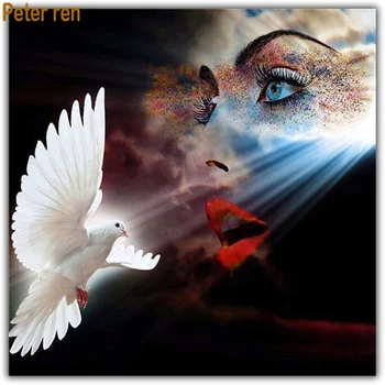 

Crafts Diamond painting cross stitch portrait 5d Square\Round diamond mosaic Crystal resin Full Diamond embroidery "Dove beauty"