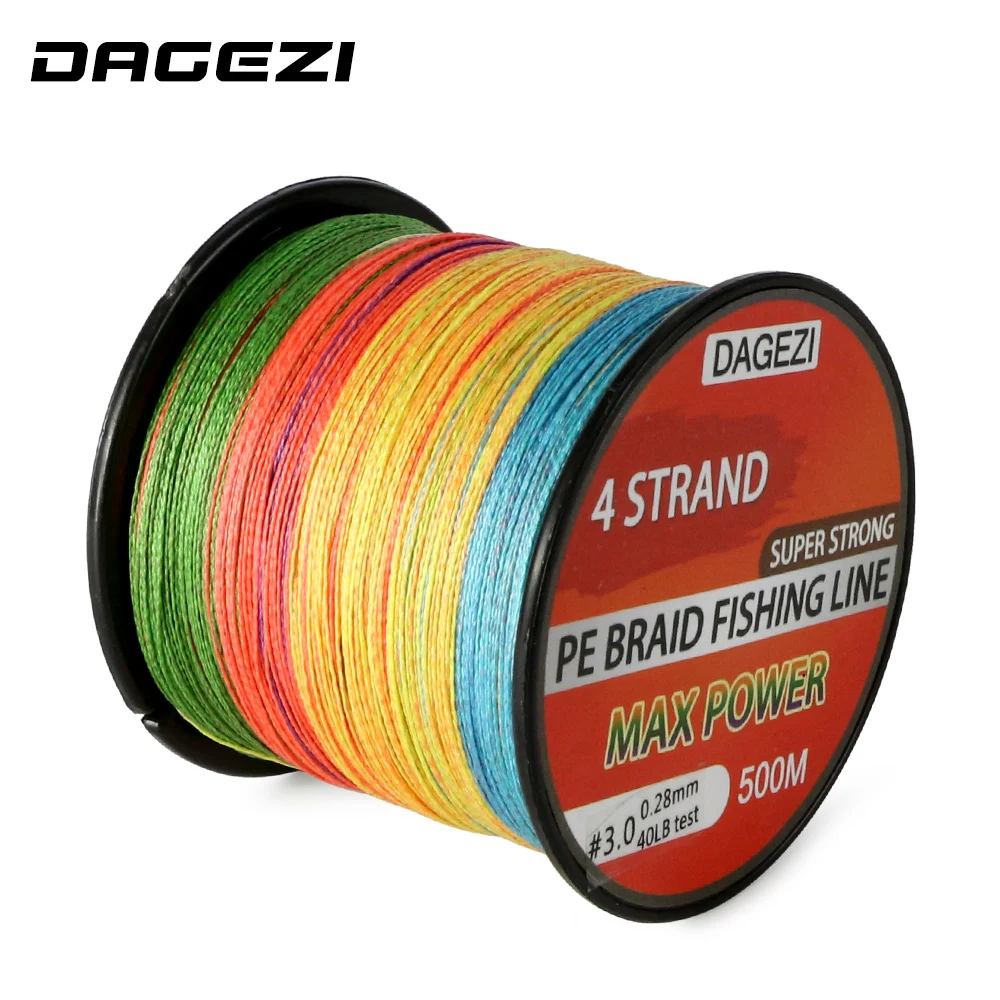 DAGEZI 10-80LB مزيج اللون 100% صنارة صيد بولي ايثيلين مجدول مع هدية 4 حبلا 500 m سوبر قوي المتعددة الشعيرات خيط صنارة الصيد s