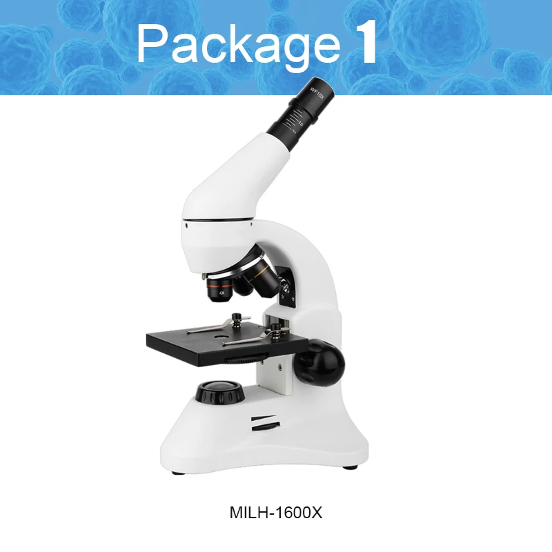 CIWA 1600X биологический Профессиональный окуляр микроскоп Студенческая Лаборатория увеличение образовательный монокулярный Объектив Микроскоп - Цвет: Package1
