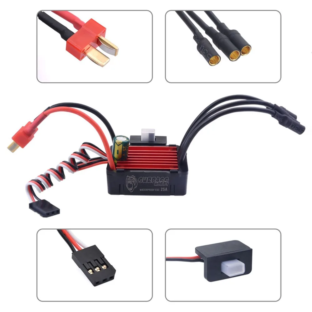 Водонепроницаемый Электрический регулятор скорости SURPASSHOBBY KK 25A ESC для