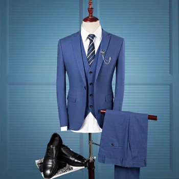 

Three Pieces Men's Suits Korean Formal Suit Business Casual Two Button Suits Jacket and Pant and Vest