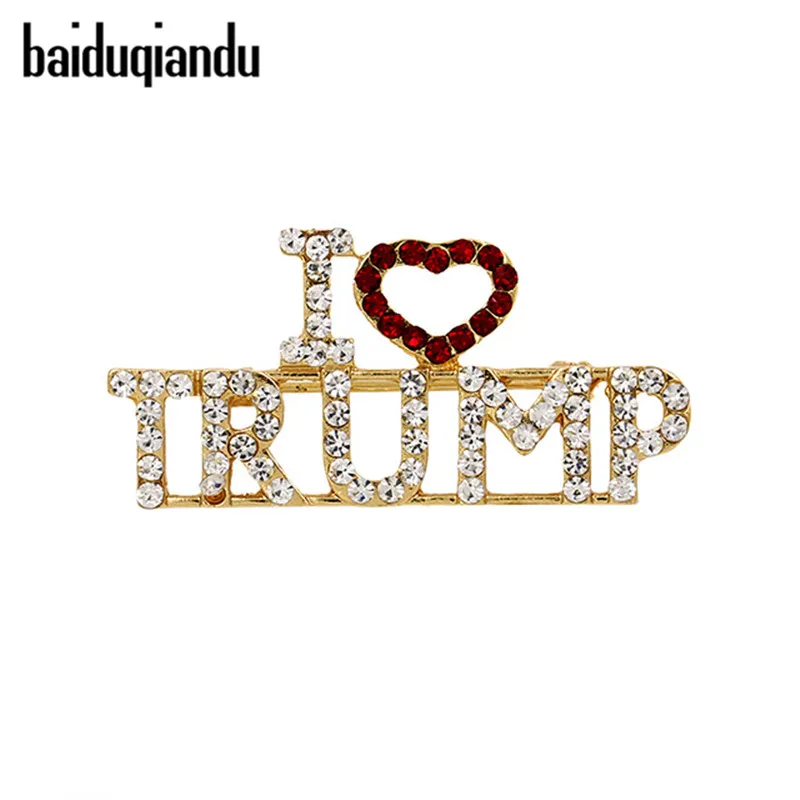 Baiduqiandu Красная любовь Трамп хрустальные стразы броши для женщин или политики