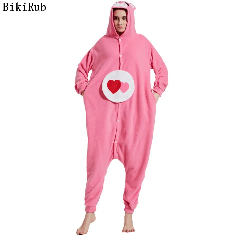 Пижама Kigurumi All in One пижамные костюмы животных косплей Любовь Сердце Медведь