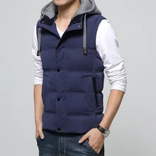 2016 Winter heißer verkauf neue herrenmode warme dicke baumwolle weste allgleiches männliche Mit Kapuze Weste einfache Khaki jacke größe M-4XL flut