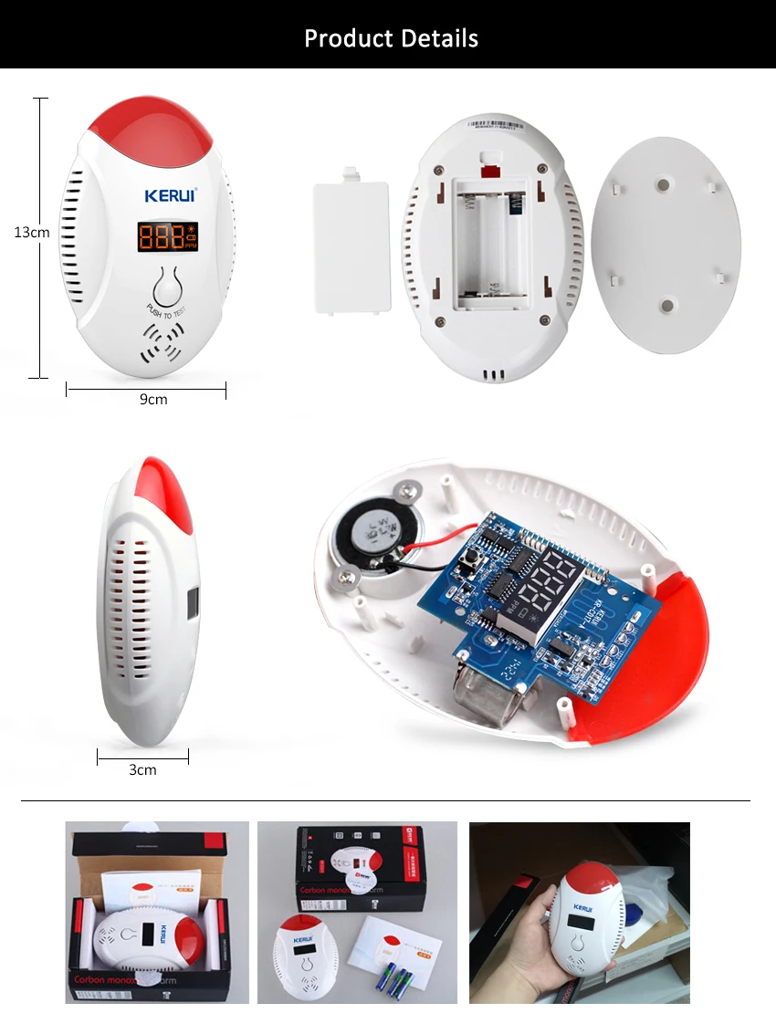 KERUI, 3 шт., стабильный светодиодный, цифровой дисплей, голосовой стробоскоп, детекторы угарного газа, Домашняя безопасность, CO, газ, углеродный датчик сигнализации, детектор