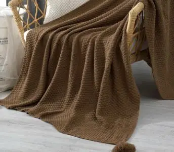 Вязаное одеяло с кисточками в европейском и американском стиле, Клетчатое одеяло с ананасом, декоративное одеяло для дивана, для спальни, гостиной - Цвет: 5