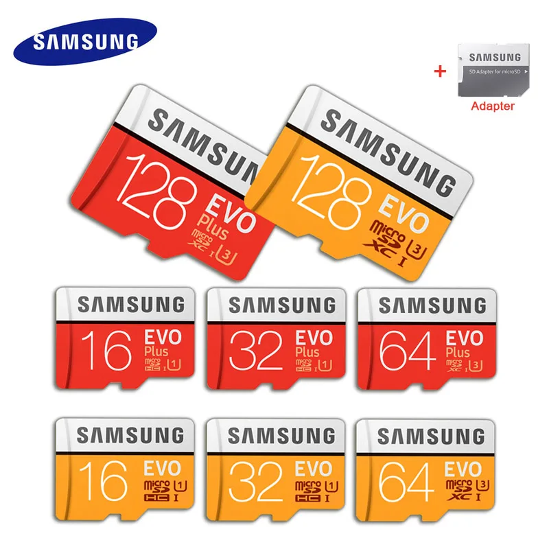 

SAMSUNG Micro SD 32GB EVO Memory Card EVO Plus 64GB Microsd C10 UHS-I U3 TF Carte 128GB cartao de memoria with free Adapter