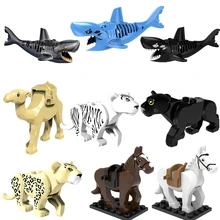DIY Pequeno Modelo Building Block Bricks Compatível Com poppetjes playmobil Figuras de Animais Acessórios Brinquedos Educativos Para Crianças