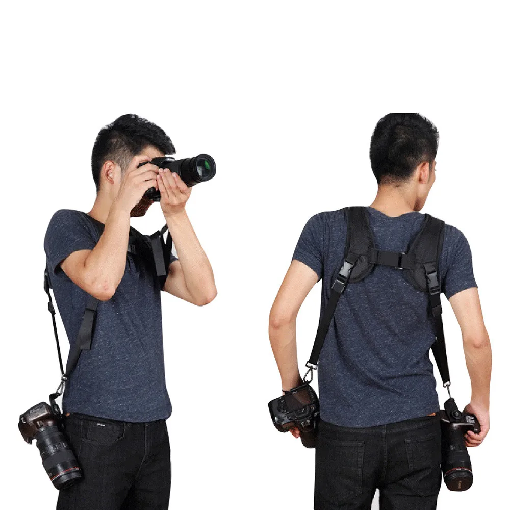 

PULUZ Hot sale Double Dual Camera Shoulder Strap Adjustable Sling Camera for Neck Strap Action Video Cameras Accessories wholesa