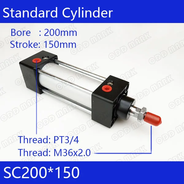 

Free shipping SC200*150 200mm Bore 150mm Stroke SC200X150 SC Series Single Rod Standard Pneumatic Air Cylinder SC200-150