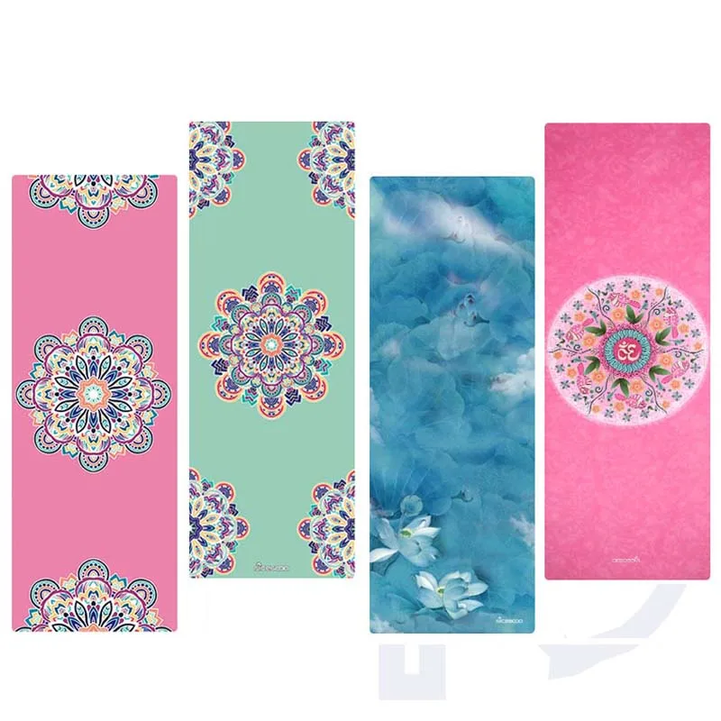 

1mm Thick Portable Yoga Blanket Slip-resistant Folding Natural Rubber High Temperature Suede Travel Printing Gynastic Mat Cover