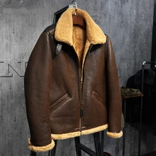 Оригинальная Летающая куртка B3, мужская куртка из овечьей кожи, Мужская Меховая куртка, авиационное кожевенное ремесло, пальто пилота WZS009