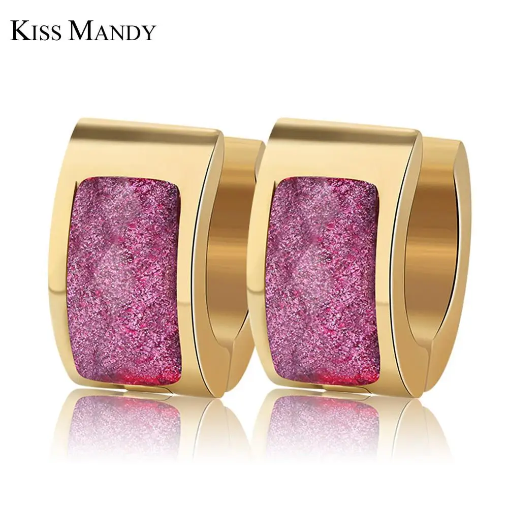 Дизайн KISS MANDY, розовое золото/серебро, крепление для серег из нержавеющей стали, классические серьги-кольца, красивые модные аксессуары FE18 - Окраска металла: GTE22-P