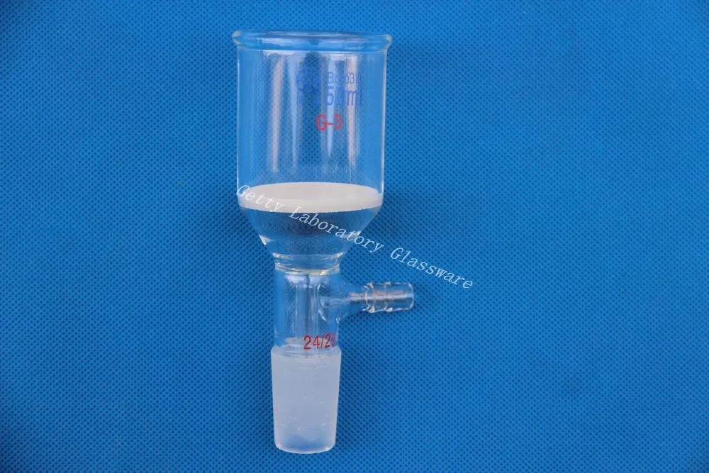 

50ml Glass Buchner funnel filter, 3# core size 15-40 Micron, 24/29 joint,with 10mm hose connection