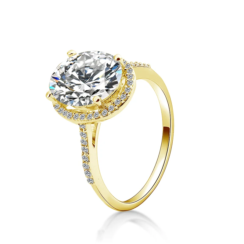 QYI Wedding Wedding Ring 14K Solid Yellow Gold Prong Setting 4ct Oval Zirconia Ring Set jewelry Engagement Wedding