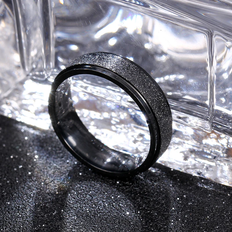 6 мм черное кольцо из титановой стали для мужчин и женщин