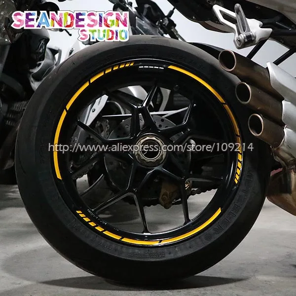 

For Aprilia MV Agusta Benelli KTM Kawasaki Duca Wheel Sticker Reflective Rim Stripe Bike Motorcycle Suitable 17.18-inch tires