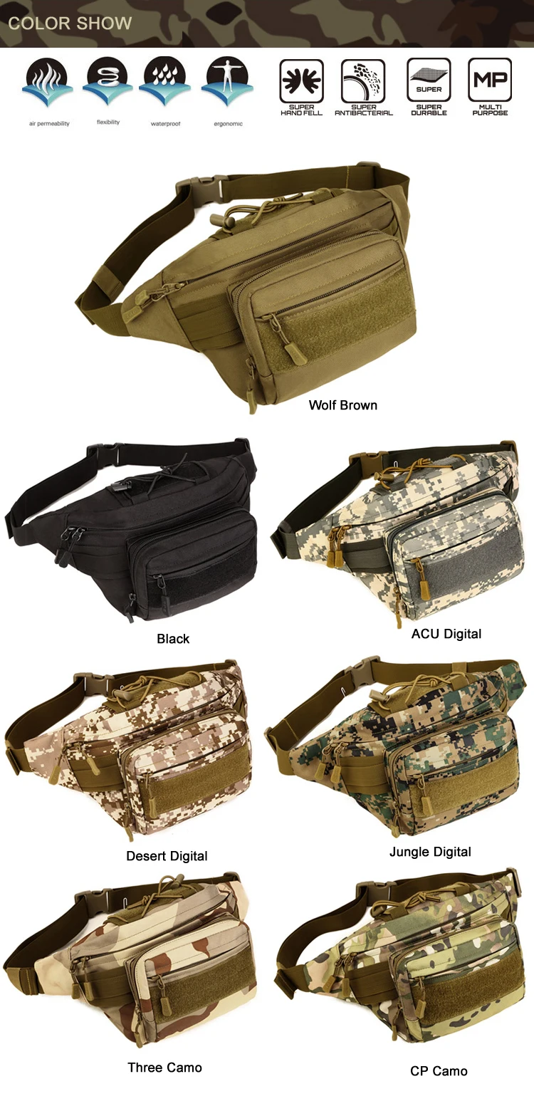 Для мужчин армии поясная сумка Водонепроницаемый сумка поясная сумка ремень подняться Crossbody сумка Военная камуфляжное снаряжение S46