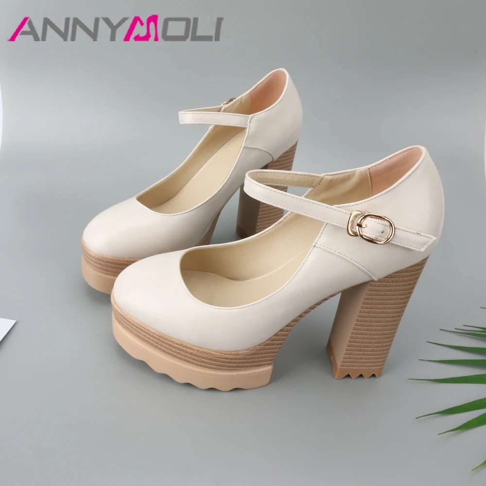 ANNYMOLI/женские туфли лодочки Mary Jane на платформе и очень высоком каблуке для