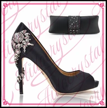 Aidocrystal 2016 Charming Italienische Schuhe Mit Passenden Taschen Strass Schwarz Hohe Qualität African Schuhe Und Taschen für Hochzeit