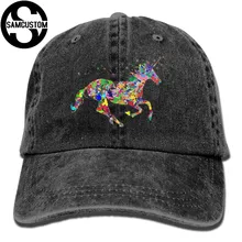 SAMCUSTOM Красочные Единорог 3D креативная индивидуальность Промытые джинсовые шапки осень лето для мужчин и женщин Гольф Sunblock хоккейные кепки