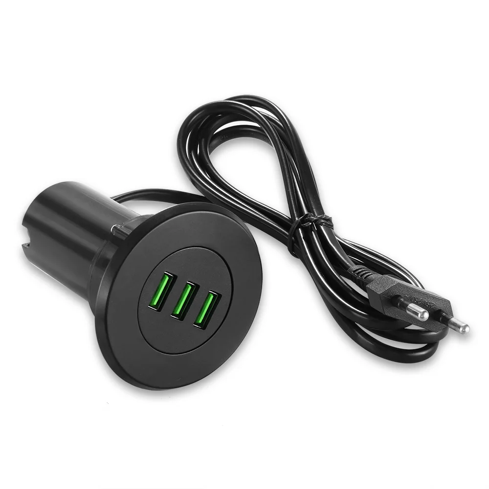 Настольное зарядное устройство Powstro 3 USB, 5 В, 3,1 А, офисное, домашнее, настольное, с отверстием, зарядная станция, универсальное для iPhone, samsung, Xiaomi, зарядное устройство для телефона