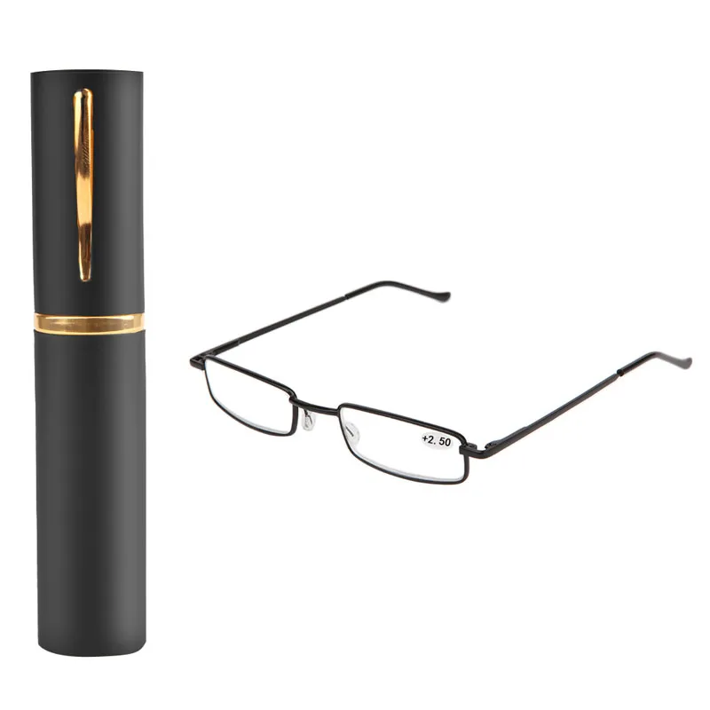 

1PC Unisex Stainless Steel Frame Resin Reading Glasses 1.00-4.00 With Tube Case W515
