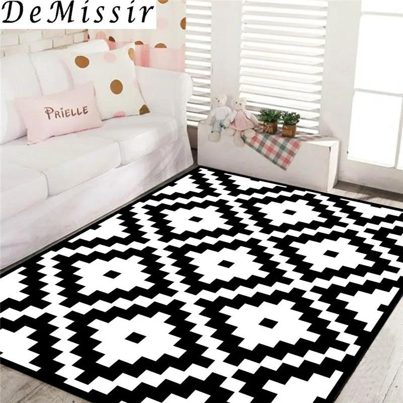 DeMissir 3D zebra White Black Large Carpet For Living Room Geometry Pattern Northern Europe Sofa Tea Table Bedroom Rectangle