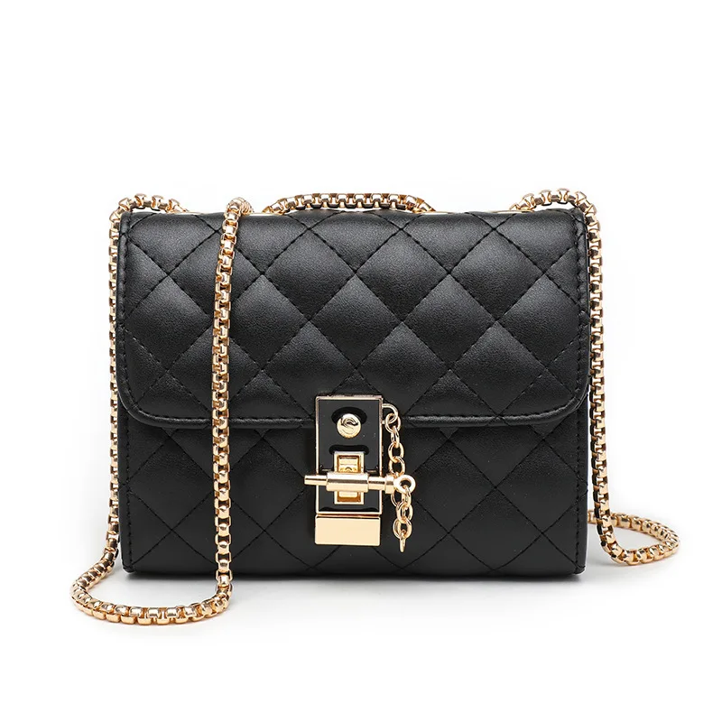 

2019 Woman Package Small Real Diamond Lattice Chain Package All-match Messenger Single Shoulder Package B458