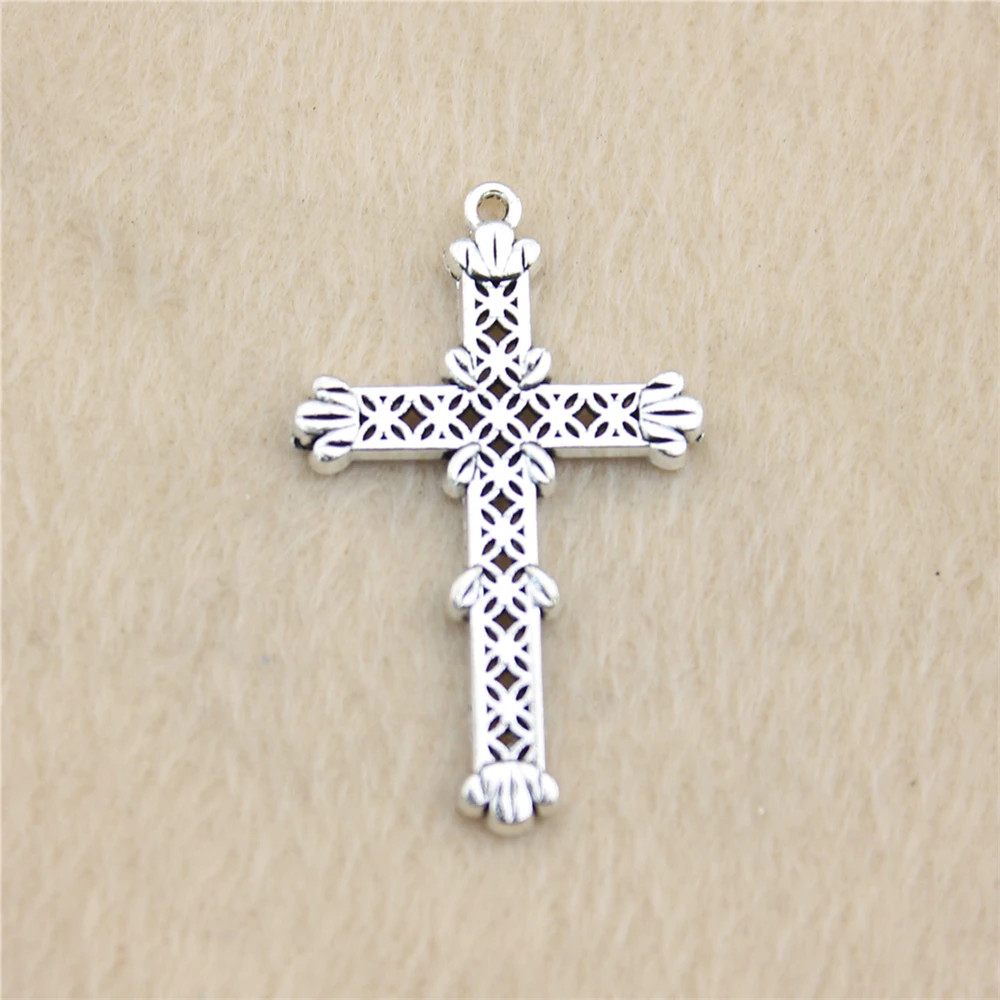 

15pcs 25*40mm Antique Silver Color Cross Charm Pendant For Necklace Jewelry Accessories Making Handmade DIY