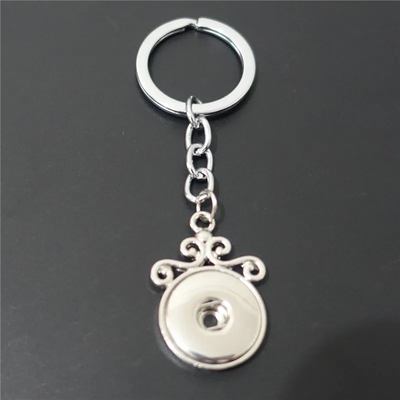 

18mm Snap Buttons Keyring Fashion Metal Silver Women Key Chains Jewelry