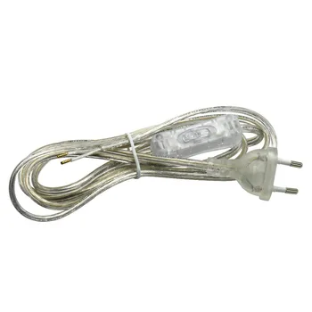 

1.8M 2*0.75mm2 Lamp Switch Wire AC 220V Table Lamp Power Cord with 304 Switch Europe Plug Transparent Electrical Cable 1PCS
