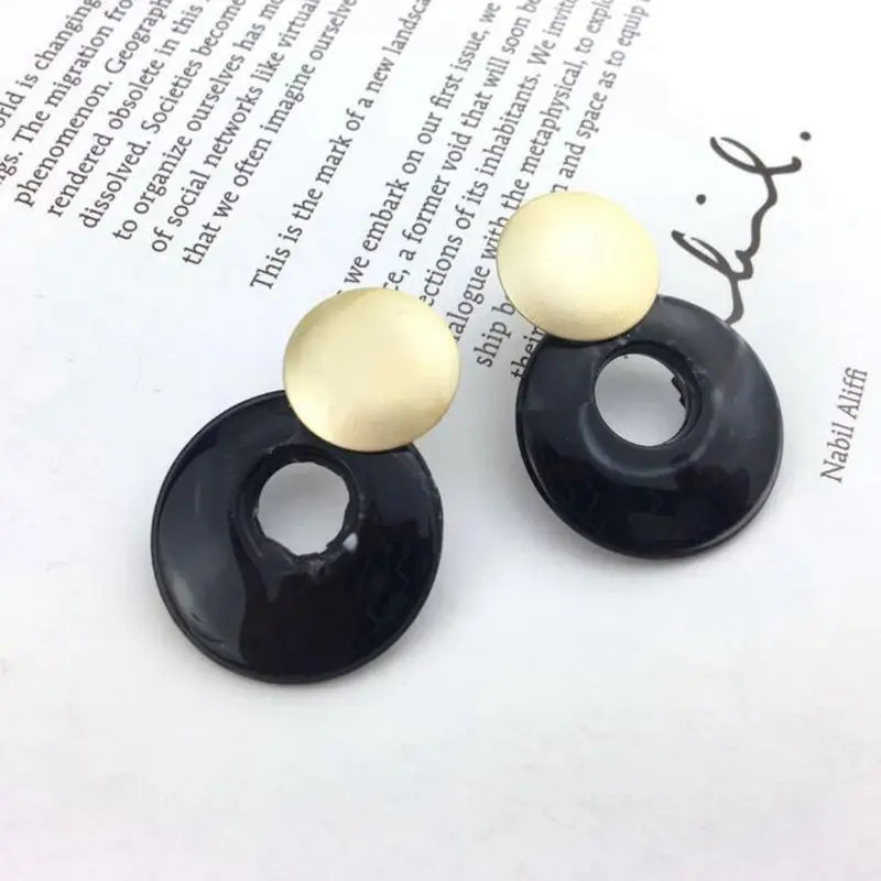 

Fashion Acrylic Hollow Round Stud Earrings Women Jewelry Accessories