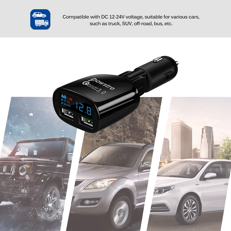 Автомобильное зарядное устройство FORNORM с двумя USB портами и функцией быстрой