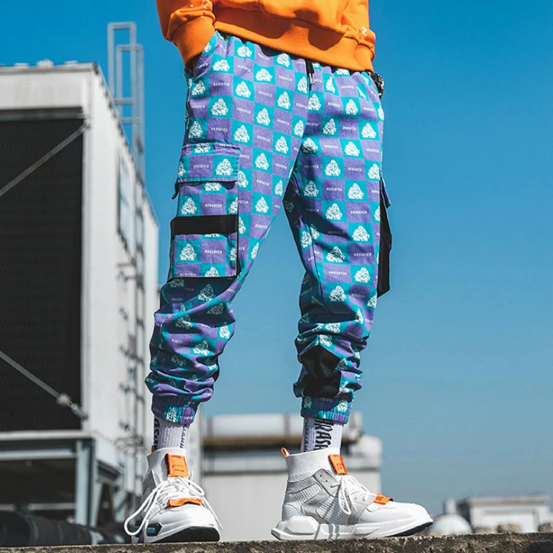 Men Funny Full Print Joggers Pants 2019 Mens Streetwear Sweatpants Male Hip Hop  Fashions Pocket Track Pants Pantacourt Homme