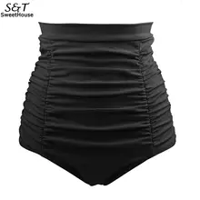 Женские Летние Ретро Стиль Высокая талия бикини Тонкий низ Мини Длина Ruched плавать случайные, бассейн, пляжные шорты