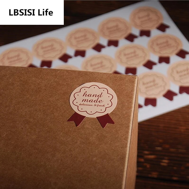 LBSISI Life 108pcs Hand Made Decorative Stickers DIY Hand Made Sealing Tag Packing Sticker Cake Cookie Bag Decoration
