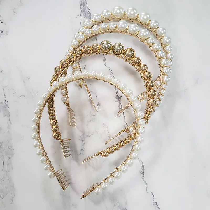 

Helisopus New Korean Imitation Pearl Hairbands Female Trendy Hair Accessories Hair Hoop Women Wedding Elegant Headwear
