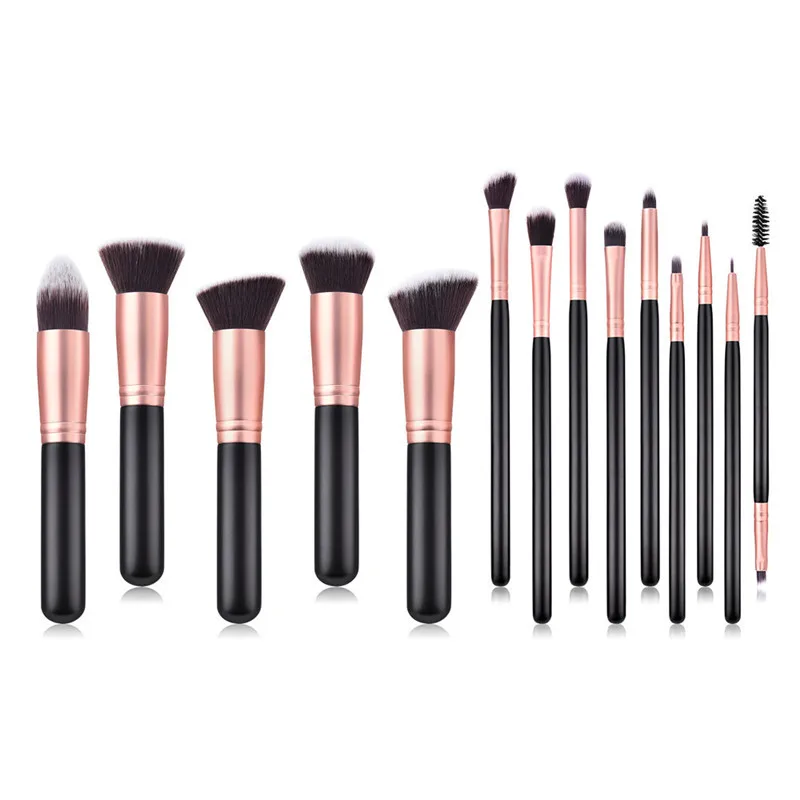 

14PCS Black makeup brushes Wooden Cosmetic Powder Eyeshadow Blush Foundation Eyeshadow Eyeliner Lip Cosmetic Make up Brush Tool