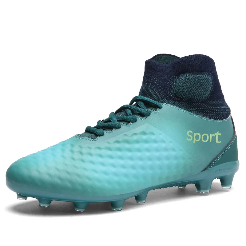 DR. EAGLE футбольная обувь уличная Высокая Лодыжка футбольные шипованные бутсы футбольные бутсы оригинальные профессиональные футбольные бутсы кроссовки - Цвет: Небесно-голубой