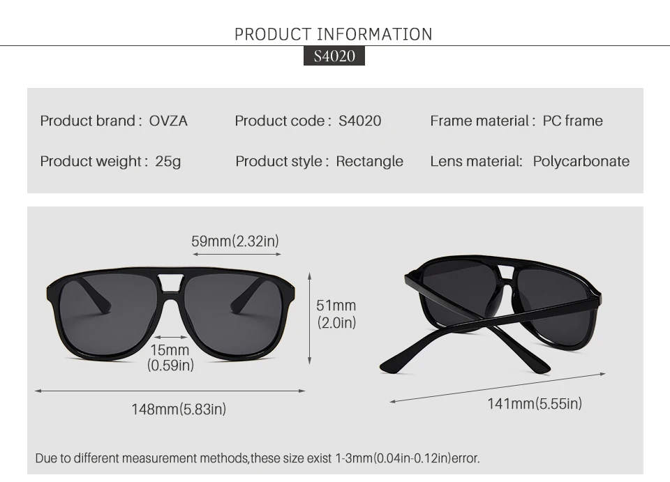 OVZA прямоугольные большие солнцезащитные очки женские новые брендовые дизайнерские солнцезащитные очки модные мужские большие очки с прозрачными защитными стеклами S4020