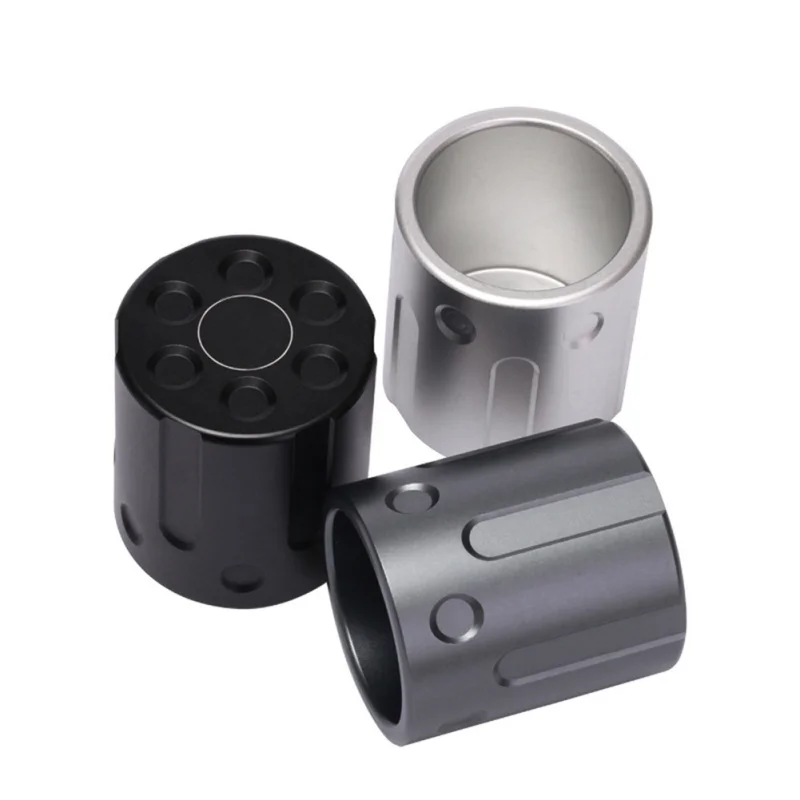 

Outdoor Revolver Design Hiking Camping Traveling Aluminum Innovative Cup Alloy CNC Craft Black Silver Gray Gift Creative Tool