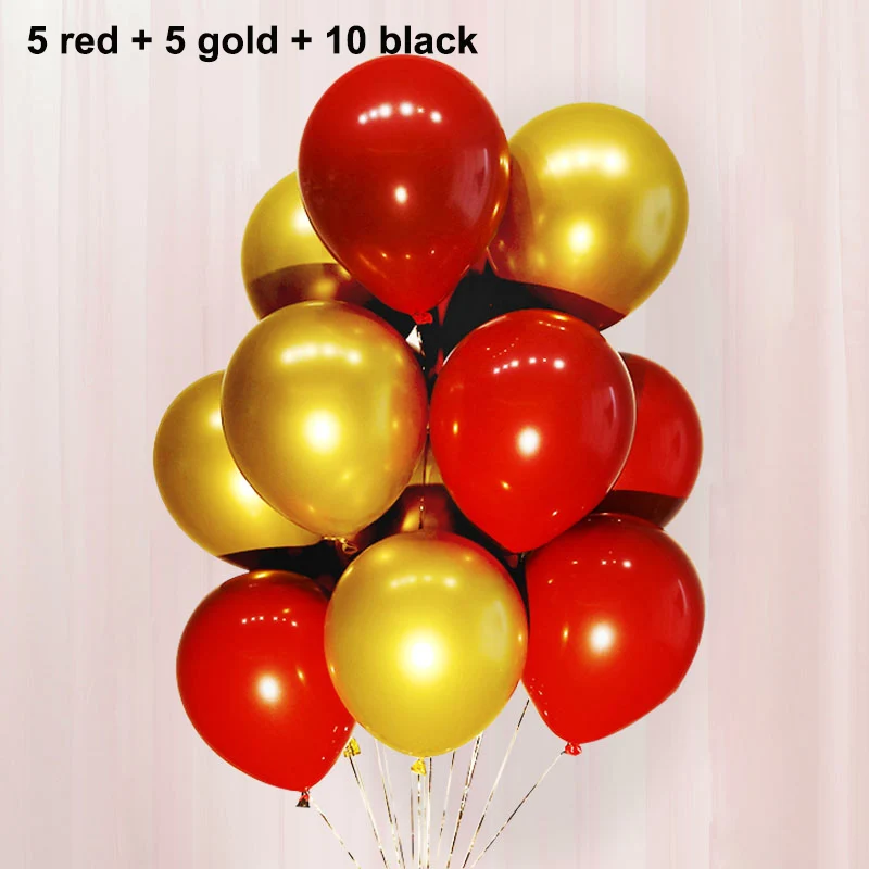 Перламутровый Рубиновый Красный шар свадебное украшение Новые блестящие металлические латексные шары Хромированные Металлические цвета воздушный шарик вечерние украшения - Цвет: 5-red 5-gold