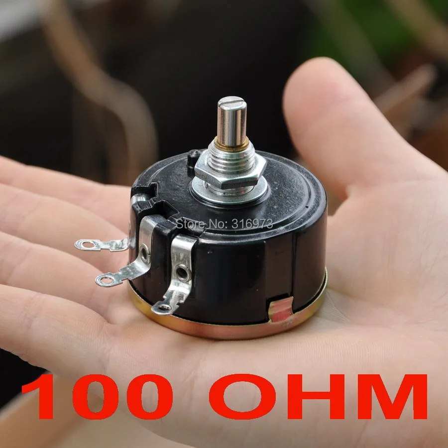 (2 pcs/lot) 100 OHM 5W Wirewound Rotary Potentiometer, WX112(050) Pots