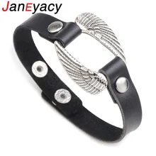 Janeyacy модный кожаный браслет мужской Pulsera поп браслет с крыльями ангелов Женский Бренд браслет Pulseira Masculina для мужчин